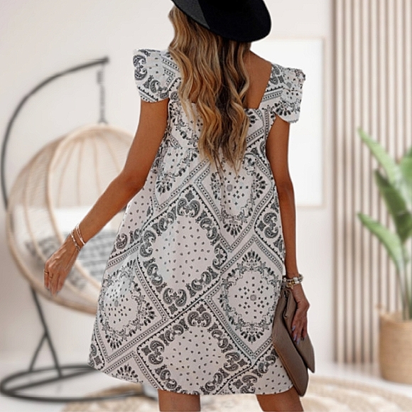 BOHEMIAN PRINT MINI DRESS - Picture 8 of 9